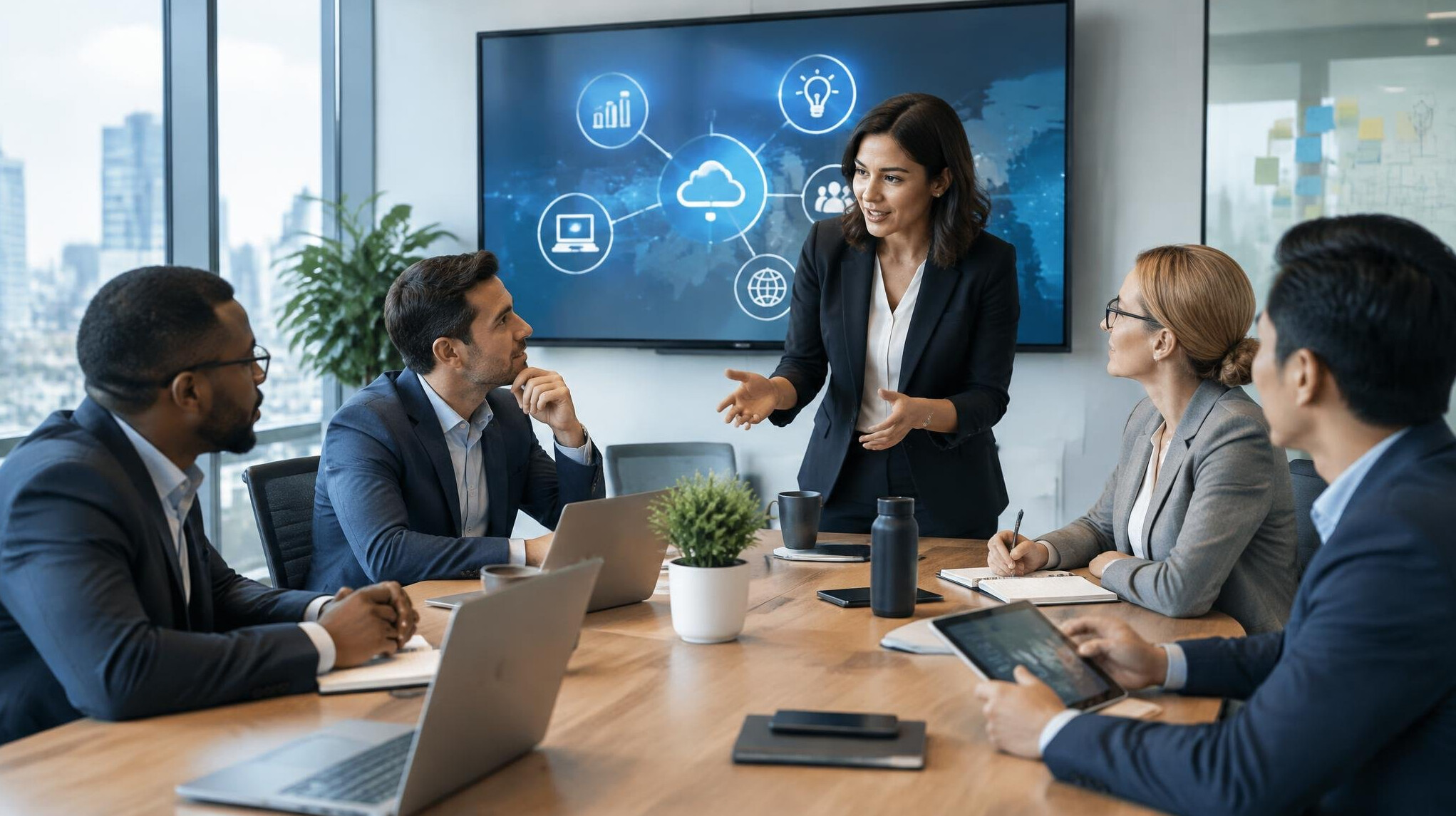 corporate team meeting on digital strategy