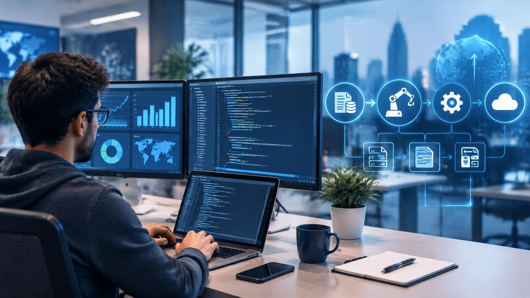 data analysis on computer screens